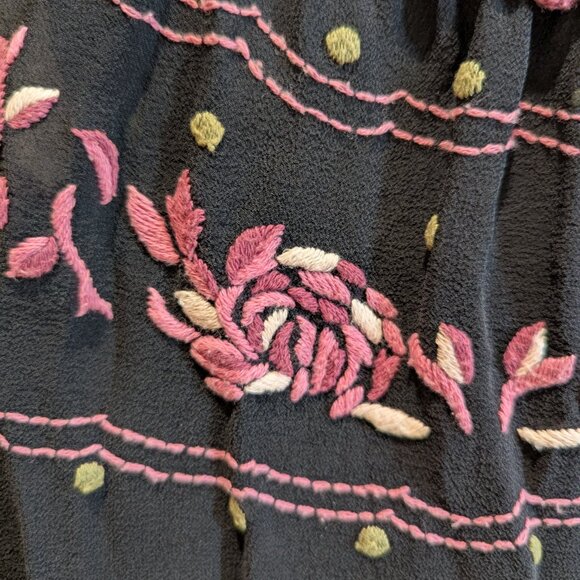 Vivienne Tam black chiffon embroidered pink floral top - small - Picture 4 of 6